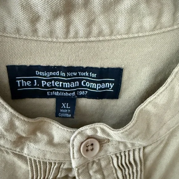 J. Peterman Pleated Henley Tunic Top, XL - Picture 3 of 9